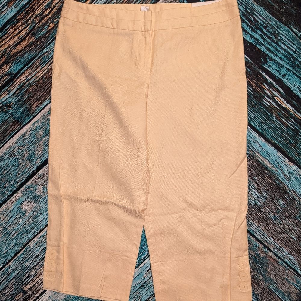 Loft Size 8 Yellow Marisa Capris‎ Stretch Pants Coastal Grandma Normcore Preppy